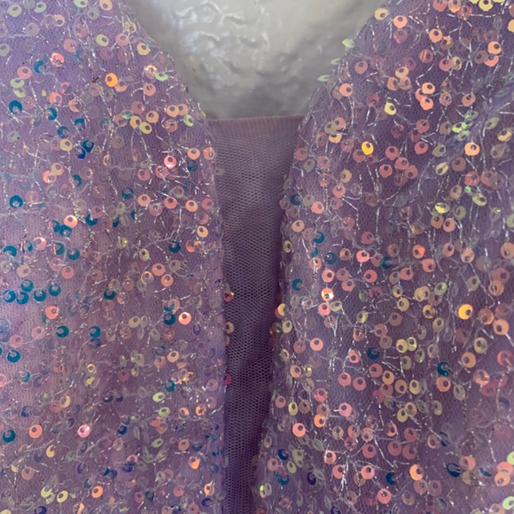 Lovely Grace Purple Sequin Gown Large Sequins Tulle Maxi Dress Lilac Lavender - Picture 5 of 16